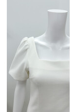 Off White Puff Sleeve Square Neck Dress