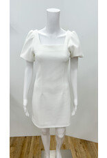 Off White Puff Sleeve Square Neck Dress