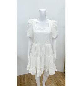 White Puff Sleeve Sweetheart Dress