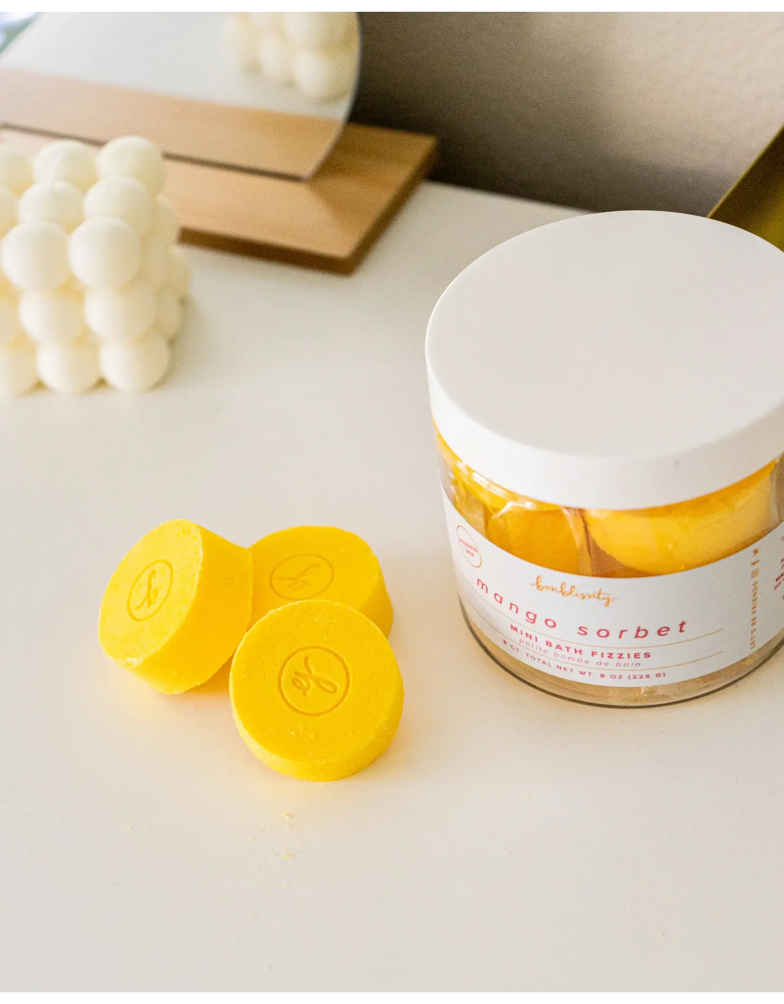 Bonblissity Mini Bath Fizzies - Mango Sorbet