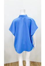 Blue V-Neck Short Sleeve Top