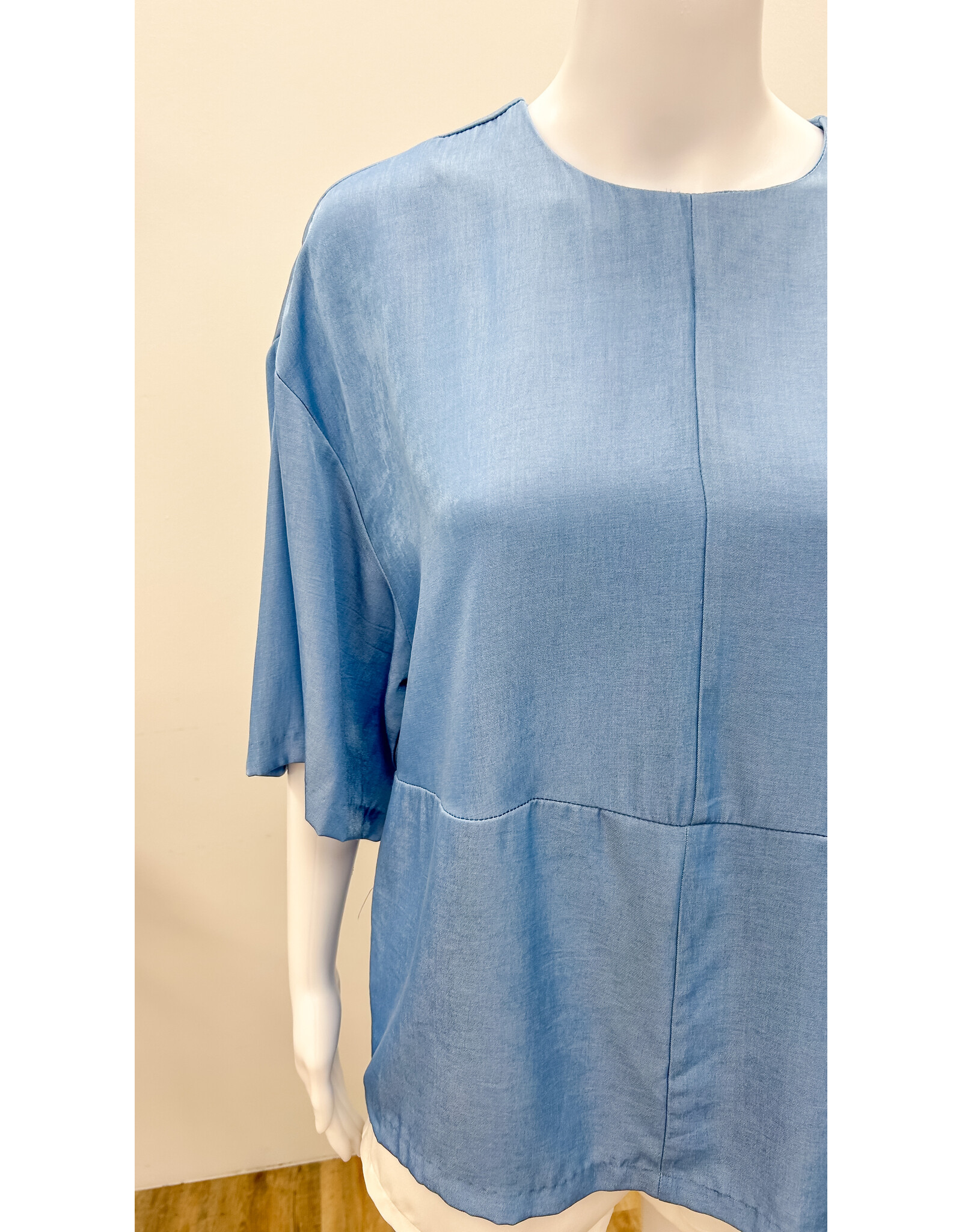 Sky Boxy Rayon Top