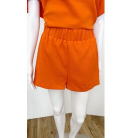 Orange Elastic Waisted Shorts