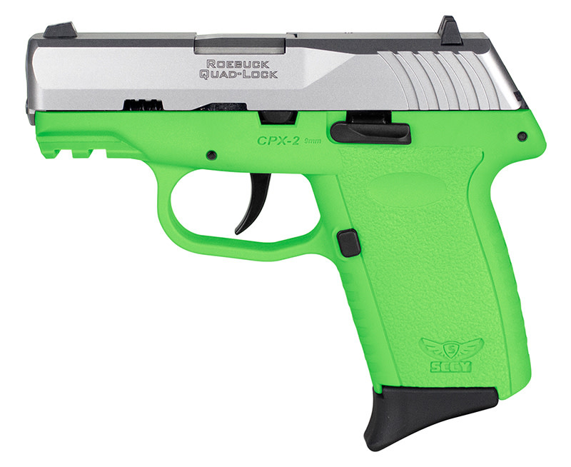 SCCY CPX‑2, 9mm, 3.1" Barrel, 3 Dot Sights, No Safety, StnSt/Lime Grn Gen 3 10 Rd