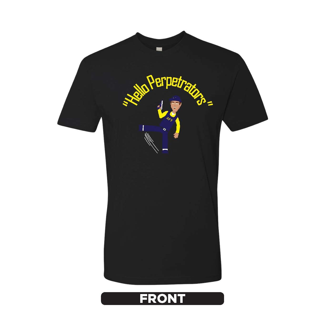 FU Hello Perpetrators Kicking Black T-Shirt