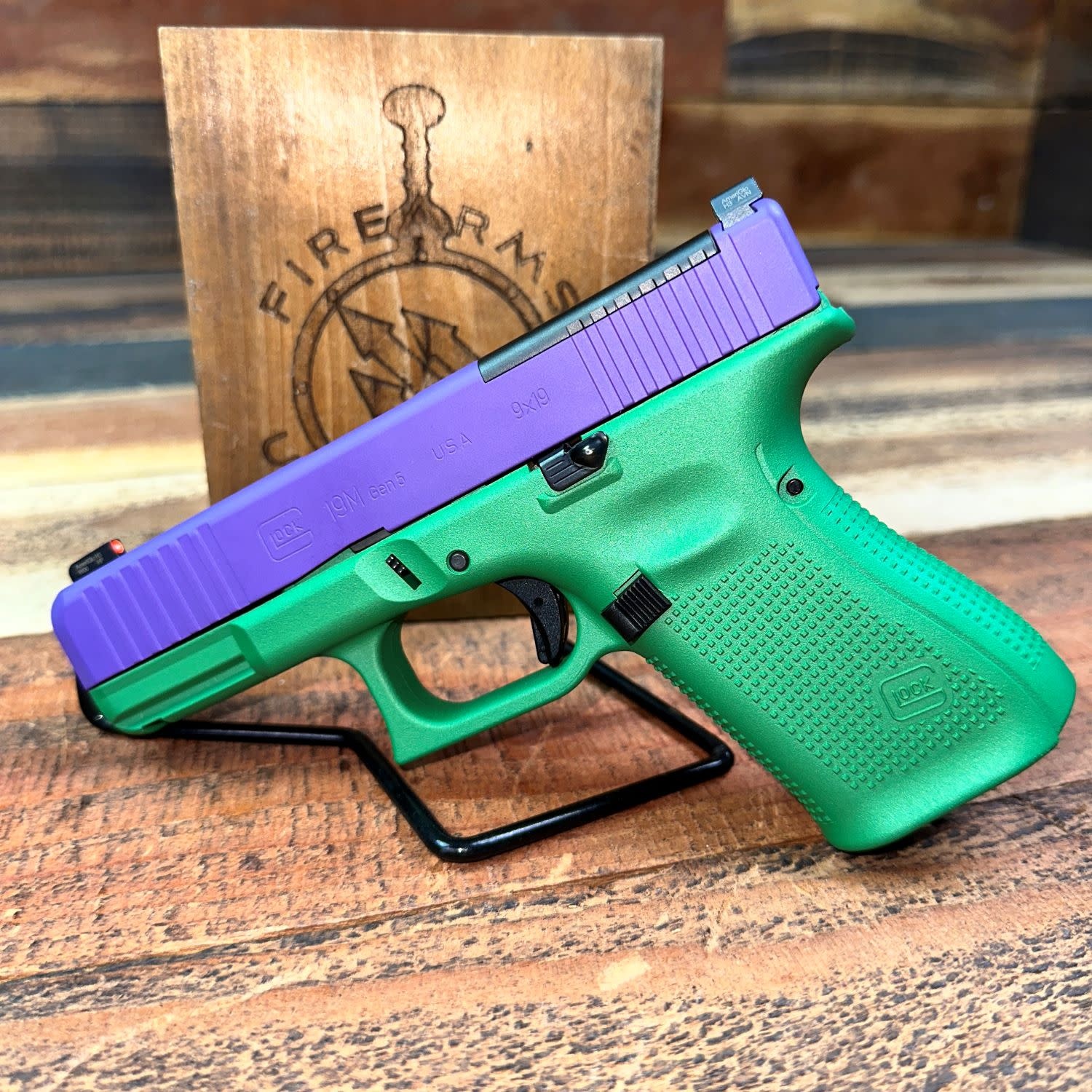 Glock G48 MOS 9MM Cerakote Squatch Green/Bright Purple Optic Ready Pistol