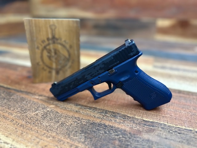 Glock 17 Gen4 Police Trade-In (USED) Two-Tone Magpul Stealth Gray & Keltec Navy Blue w/ Digital Camouflage Slide
