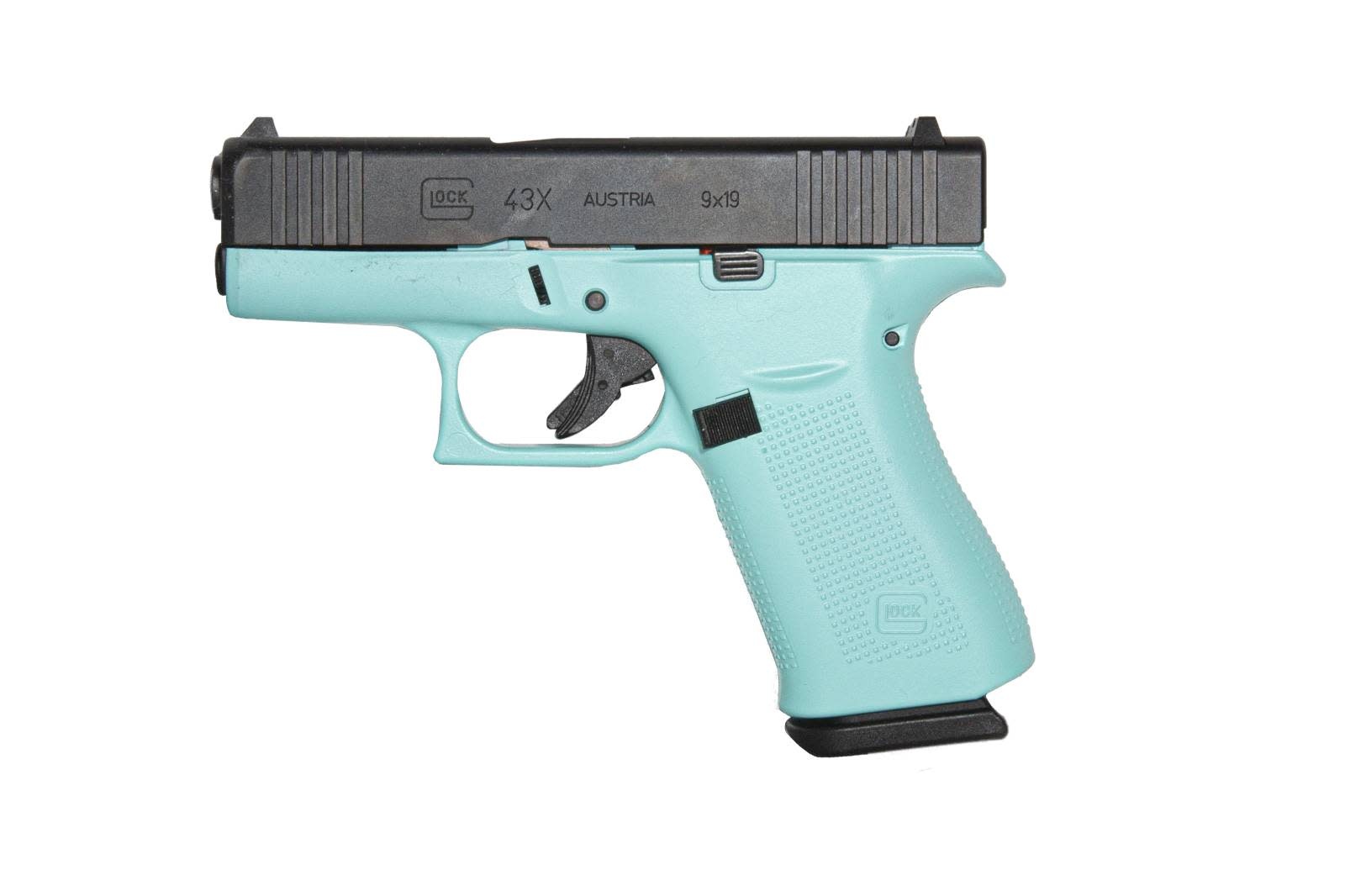 Glock G43X 9MM 3.6" BLK/Robin's Egg Blue (2)10RD Pistol