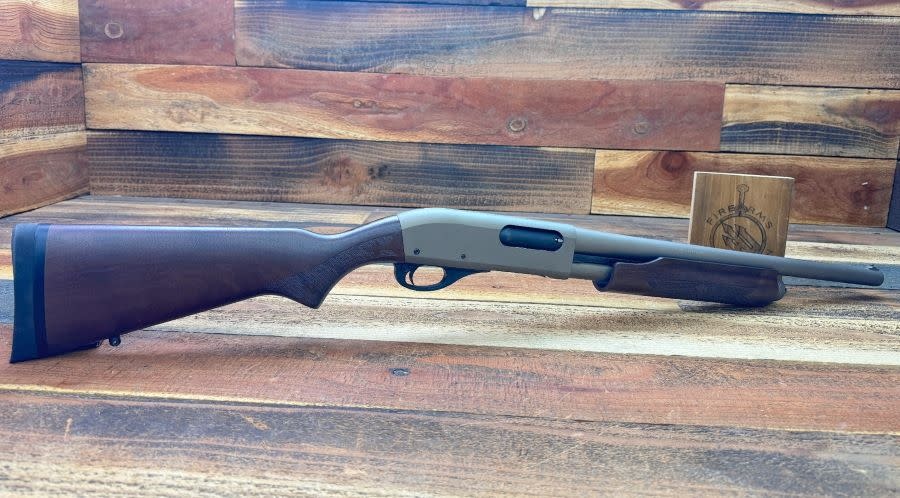 Remington, 870 Tactical, 12 Gauge, Cerakote Smoked Bronze Shotgun w/ Wood Stock