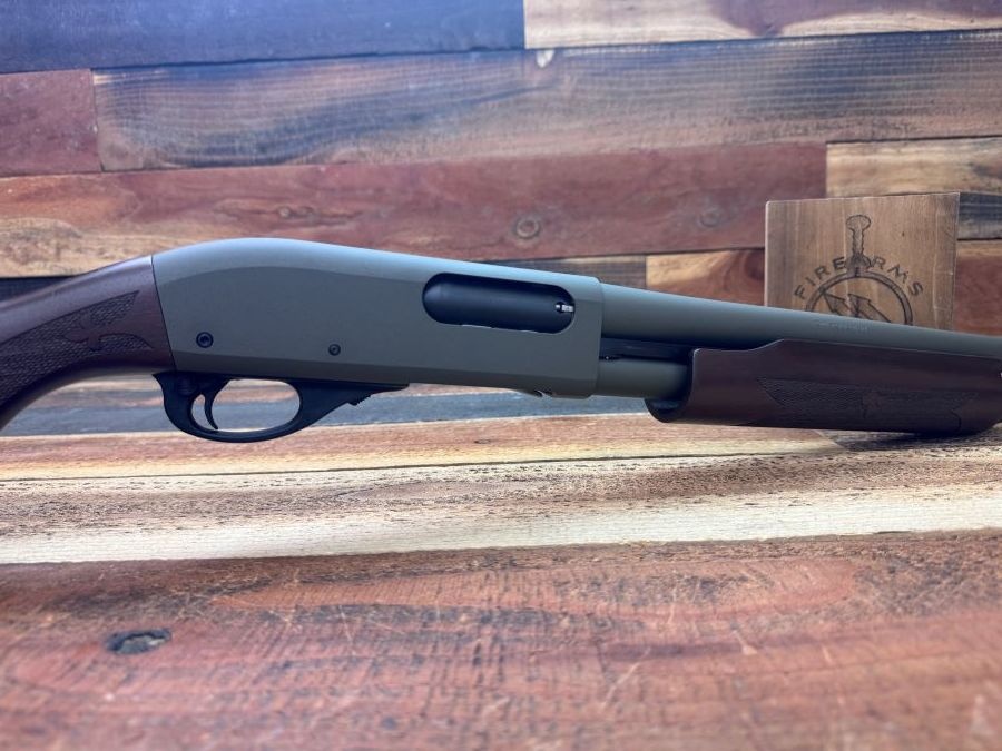 Remington, 870 Tactical, 12 Gauge, Cerakote Cobalt Kinetics Green Shotgun w/ Wood Stock