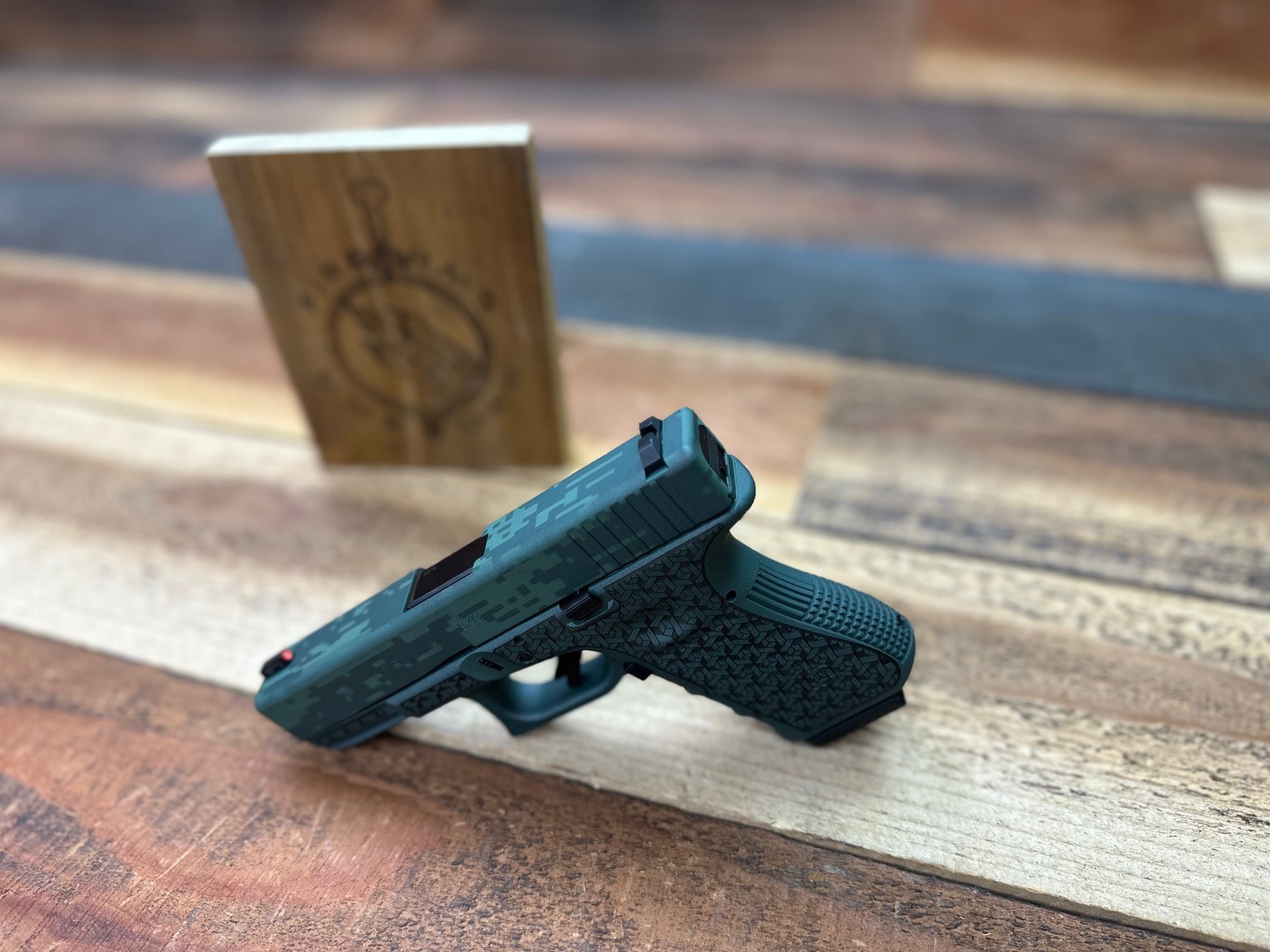 Glock 19 Gen3, Refurbished, Custom Cerakote Charcoal Green, Laser Stipled G19 Pistol