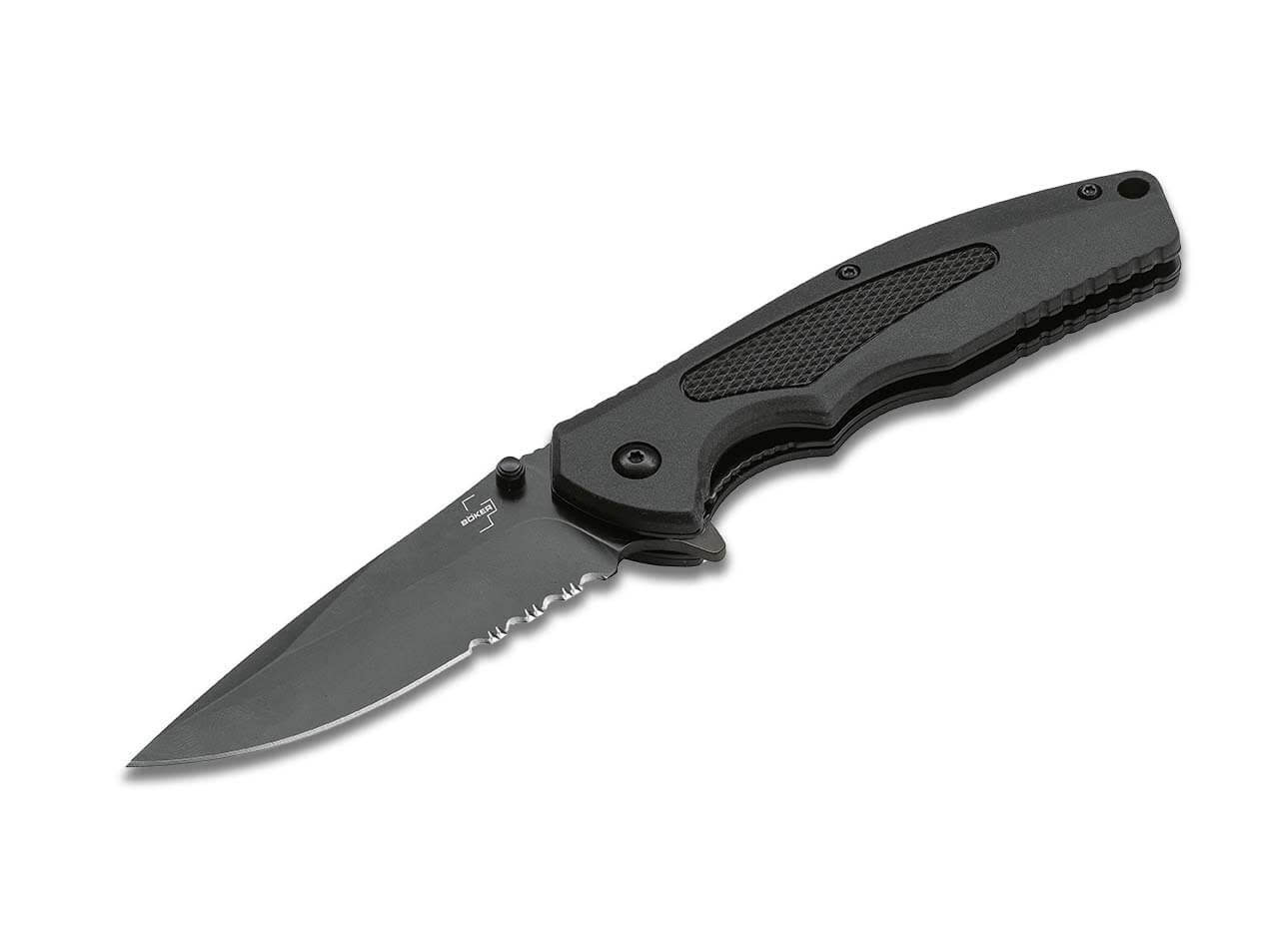 Böker Plus Gemini NGA Serrated 3.54" Black Assisted Folding Knife - 01BO506