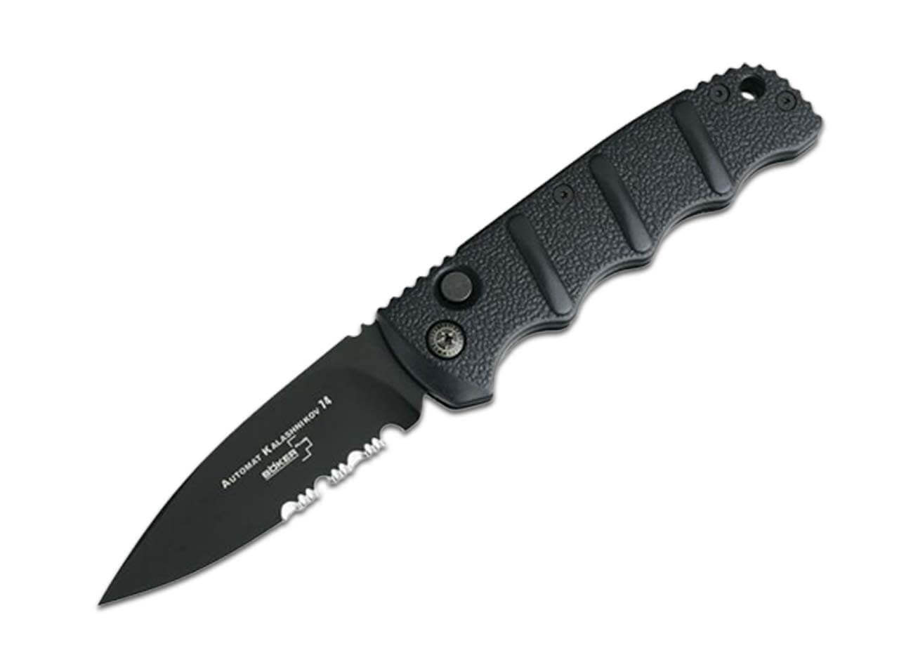 Böker Plus KALS74 3.35" Auto Serrated  Black Knife - 01KALS100