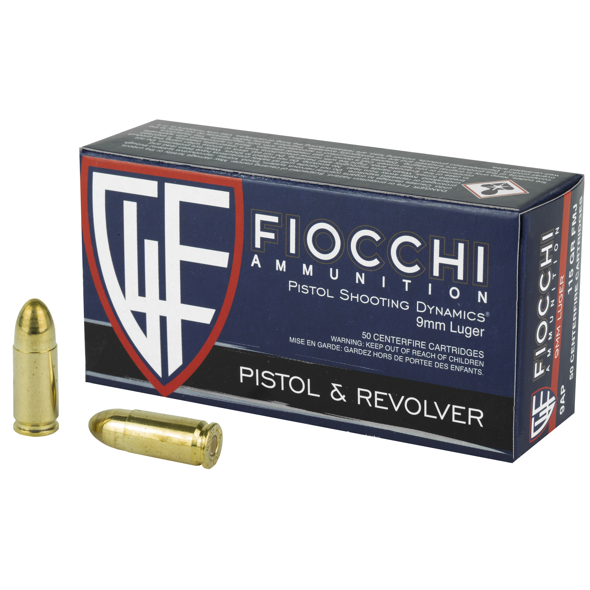 FIOCCHI Range Dynamics 9mm 115gr FMJ 50rd Box