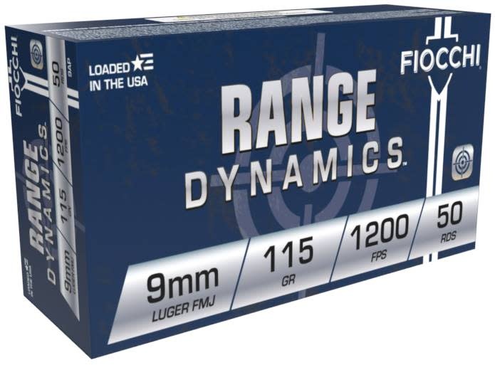 FIOCCHI Range Dynamics 9mm 115gr FMJ 50rd Box