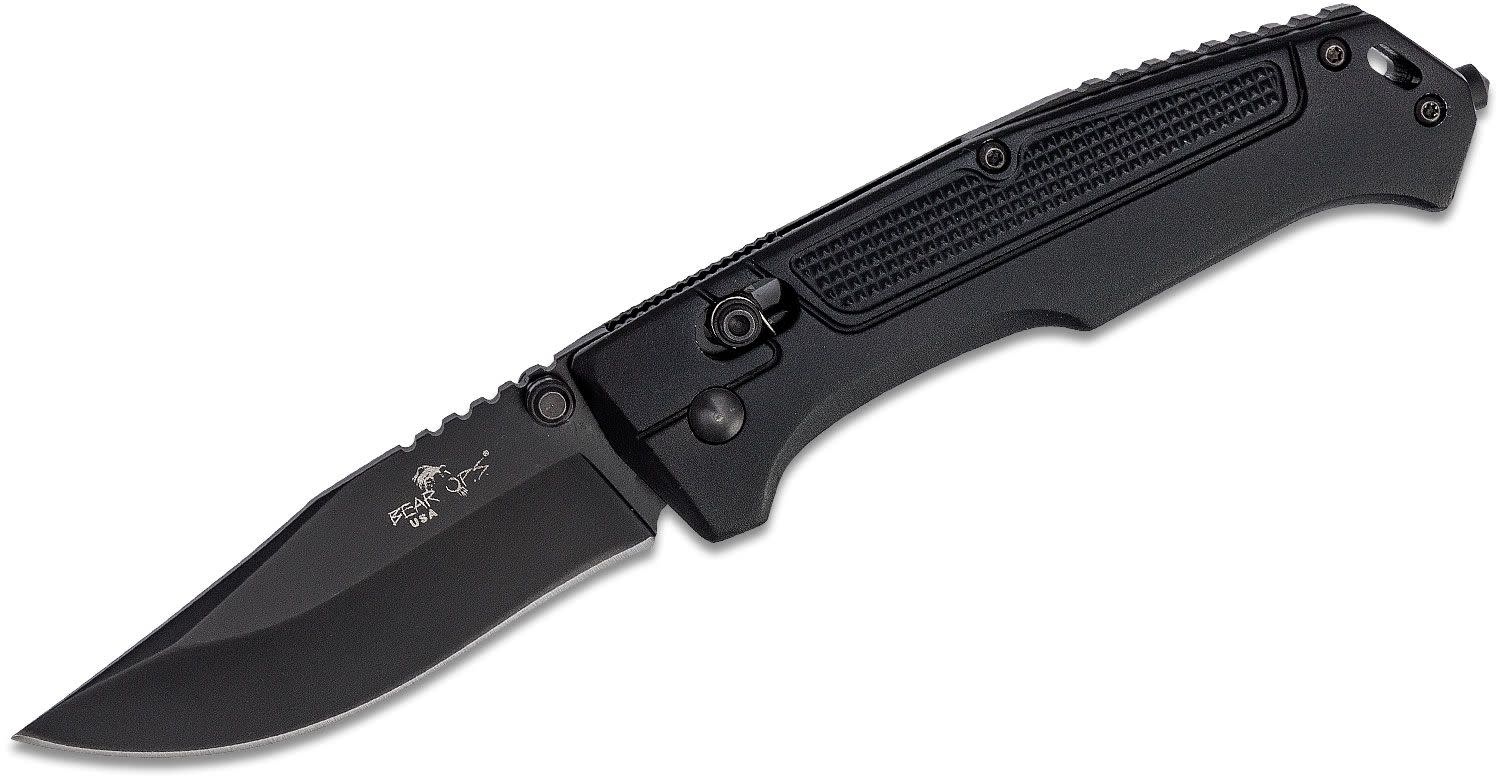 Bear OPS Rancor IV 3.25" Black Clip Point Folding Knife