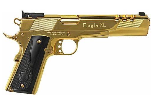 Iver Johnson Eagle XL 10MM 6" GOLD/ BLK Wood Pistol