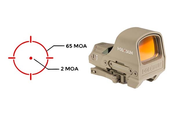 Holosun HS510C, 65 MOA Circle, 2 MOA Red Dot, Flat Dark Earth, Solar Optic