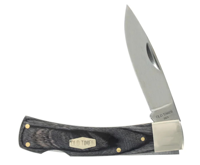 OLD TIMER 50TH BRUIN   Wood Black/Gray Handle Folding Pocket Knife