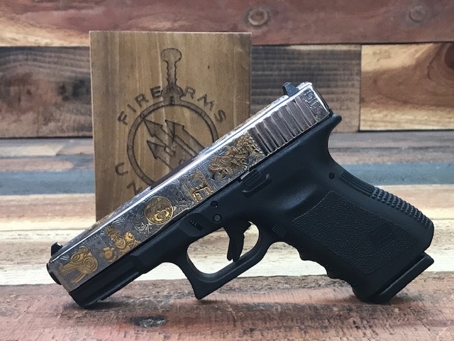 Glock 19 9mm 4" Nickel Plated AZTEC Gold (2)15RND Pistol