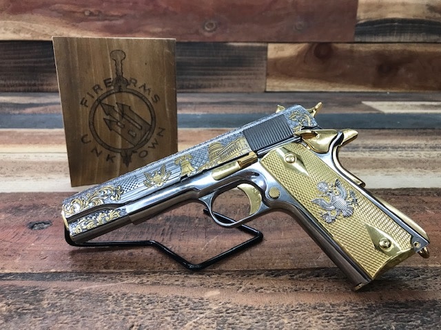 Auto-Ordnance 1911 45 ACP 5" Nickel Plated PATRIOT Gold 7RND Pistol