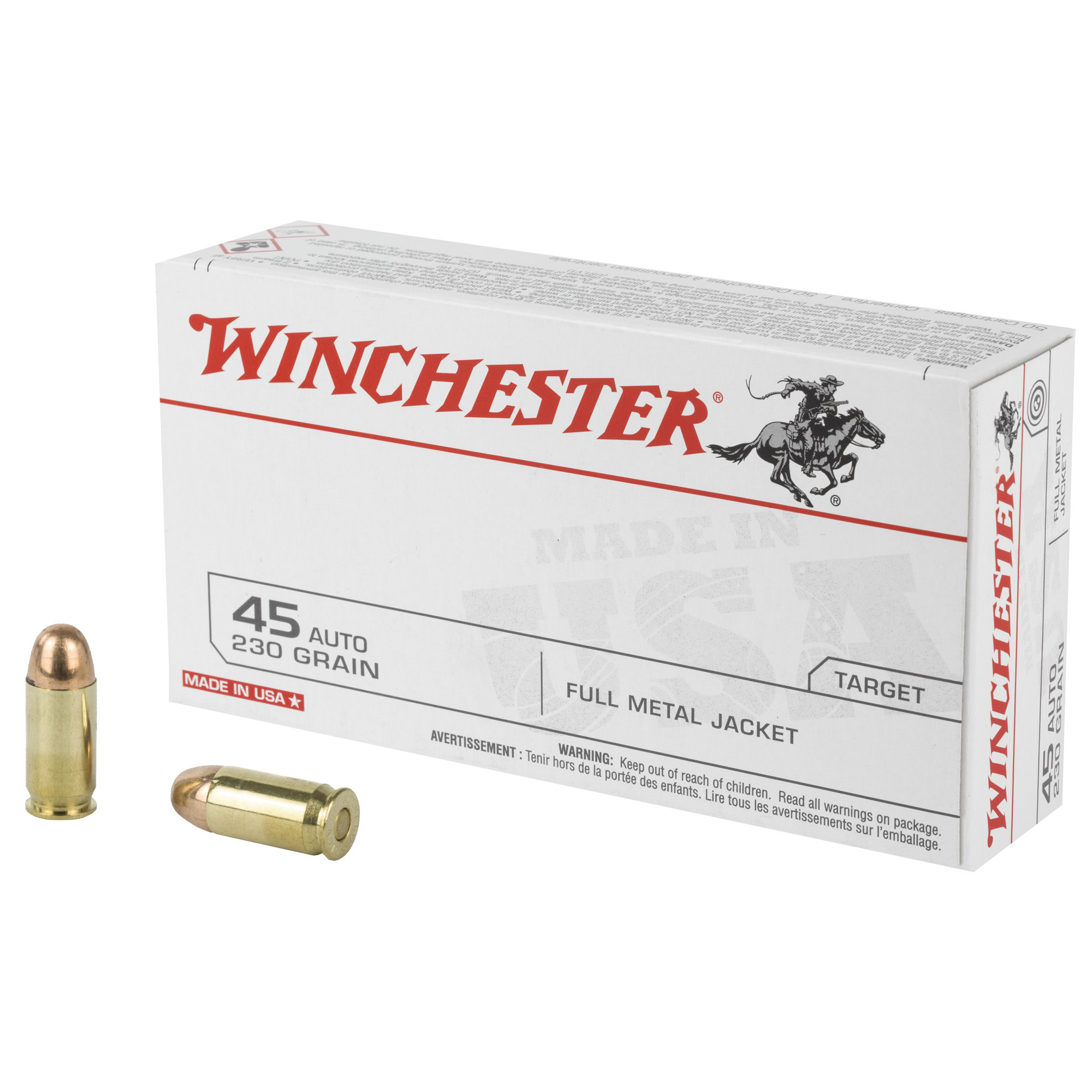 Winchester  USA Ammunition .45 ACP 230gr FMJ 50rd Box