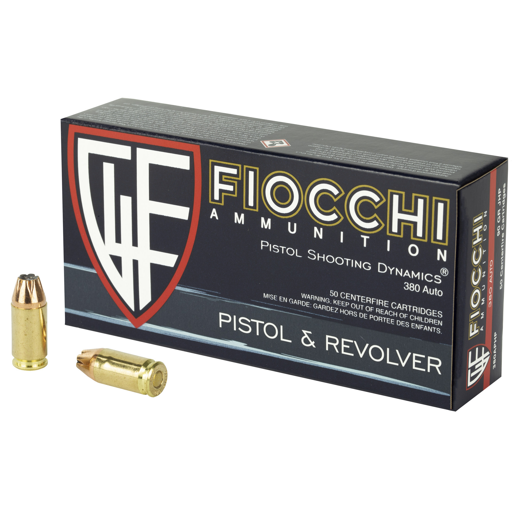 Fiocchi .380 ACP 90 Grain Jacketed Hollow Point 50RD Box