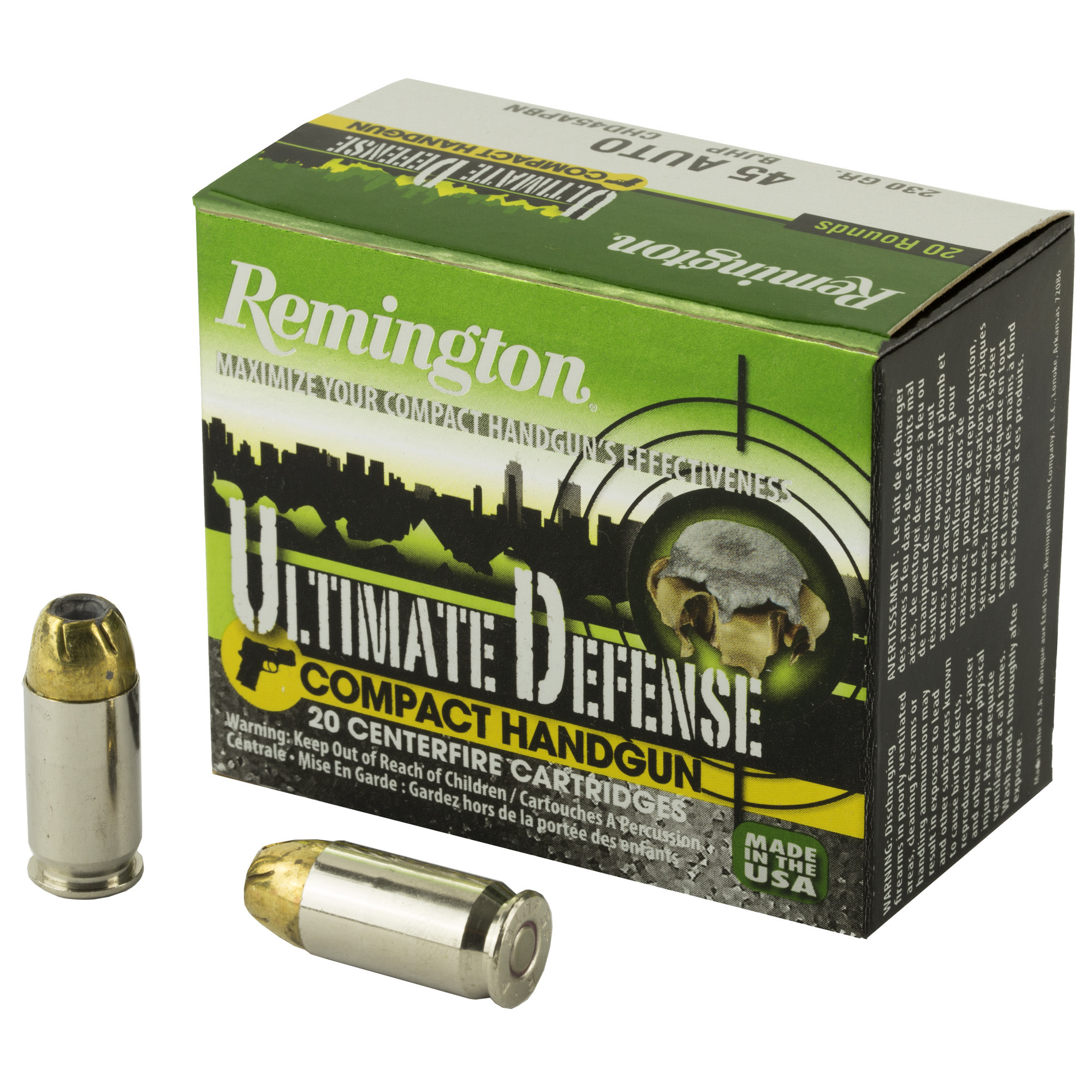 Remington Ultimate Defense Compact 45 AUTO  230GR BJHP 20RD Box