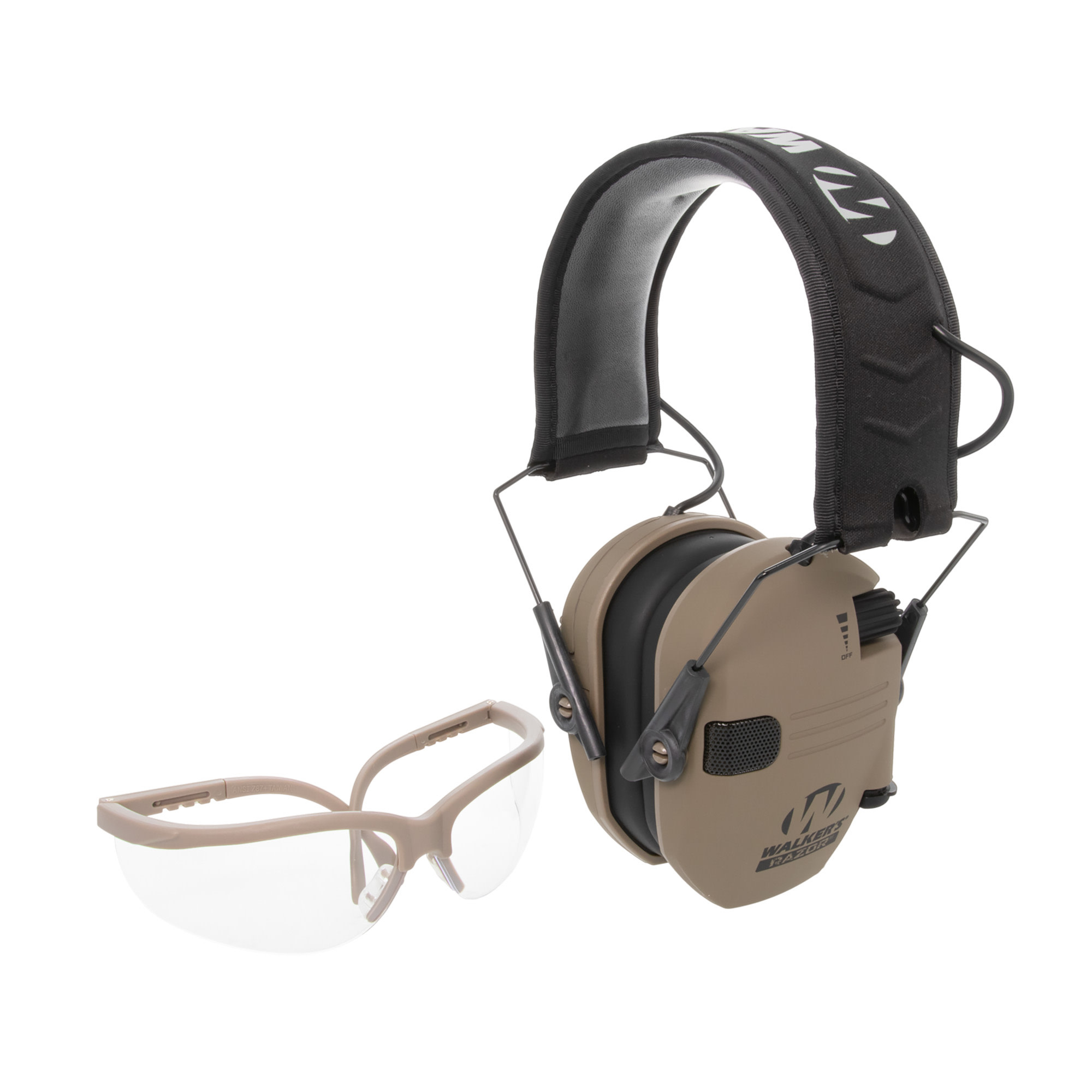 Walker's, Razor, Electronic Ear Protection, FDE, Includes Glasses