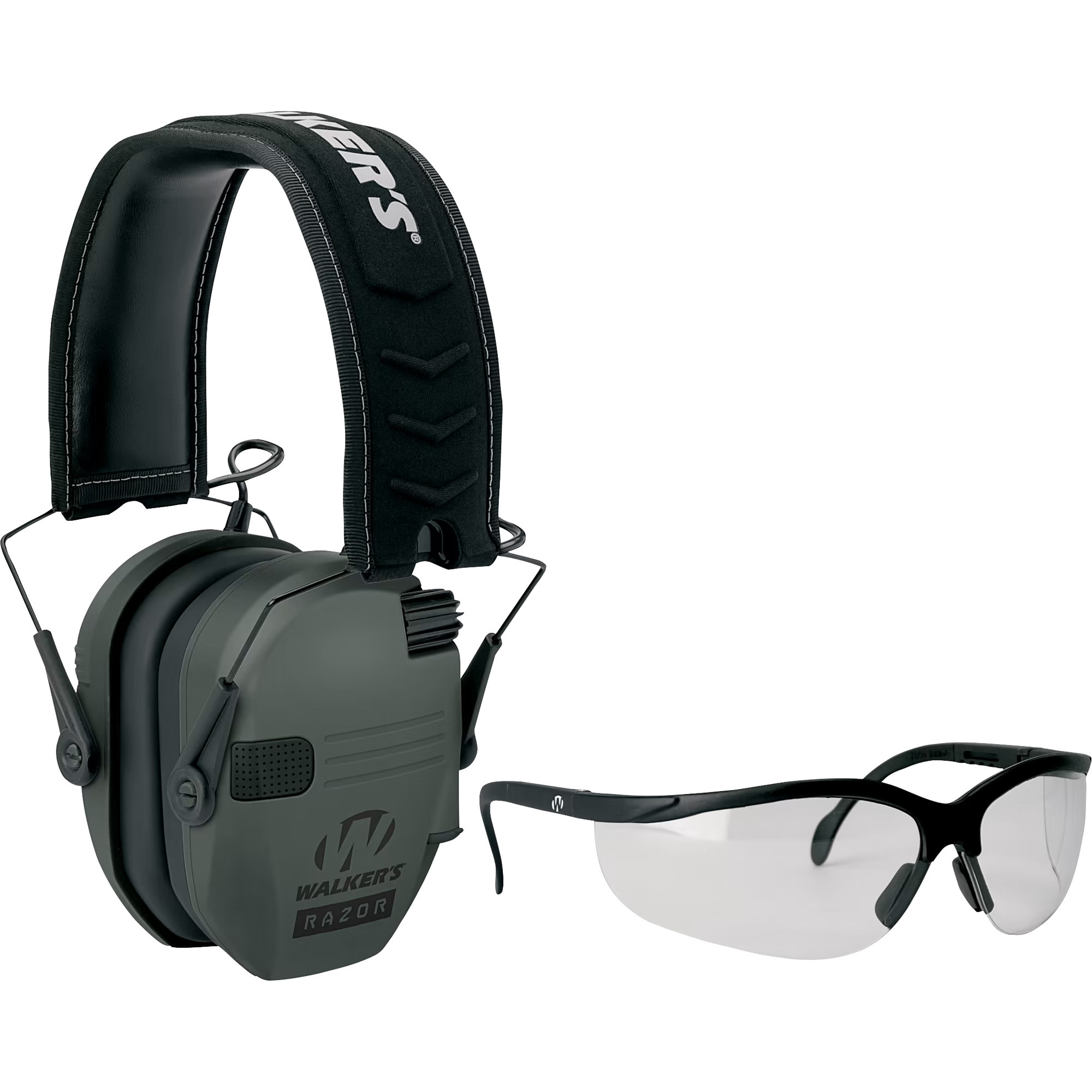 Walker's, Razor, Electronic Ear Protection, Gray , Includes Shooting Glasses