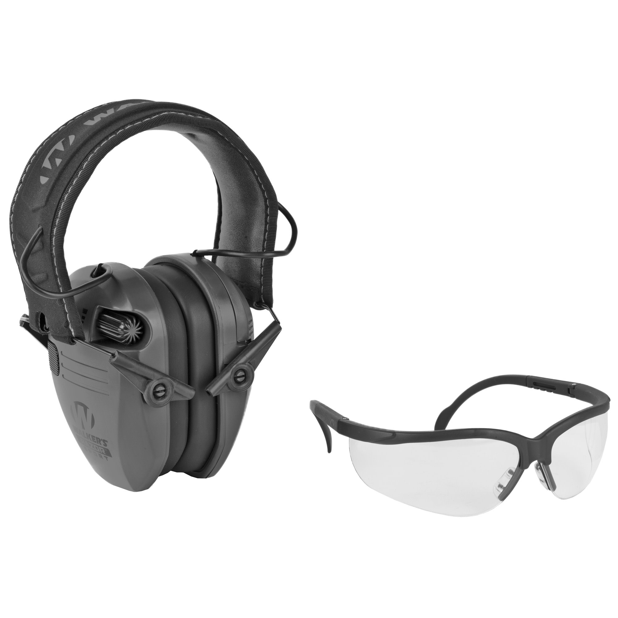Walker's, Razor, Electronic Ear Protection, Gray , Includes Shooting Glasses