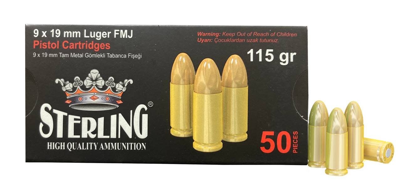 Sterling Brass 9mm 115gr. FMJ 50RD Box