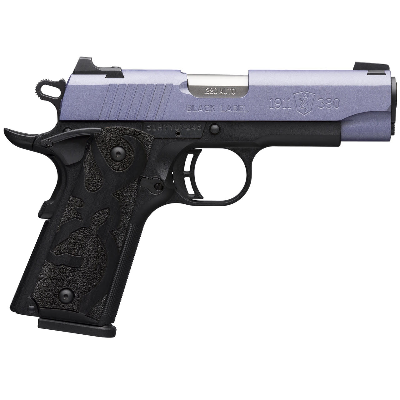 Browning 1911-380 Black Label 38ACP 3.63" BLK/Crushed Orchid 8RD Pistol