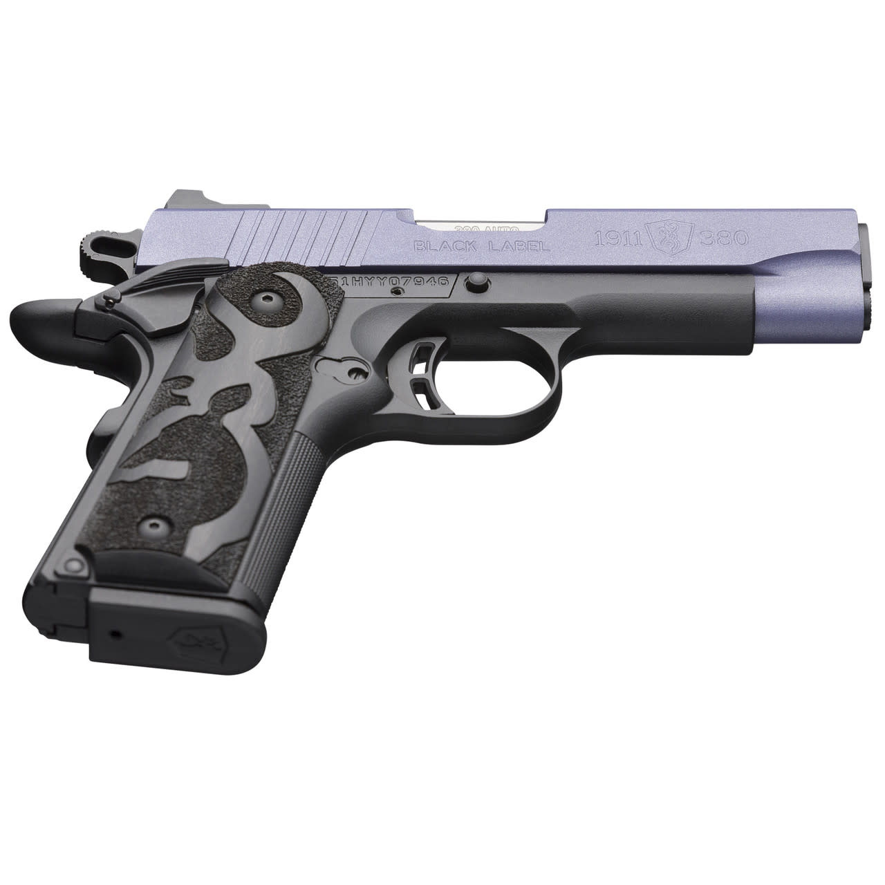 Browning 1911-380 Black Label 38ACP 3.63" BLK/Crushed Orchid 8RD Pistol