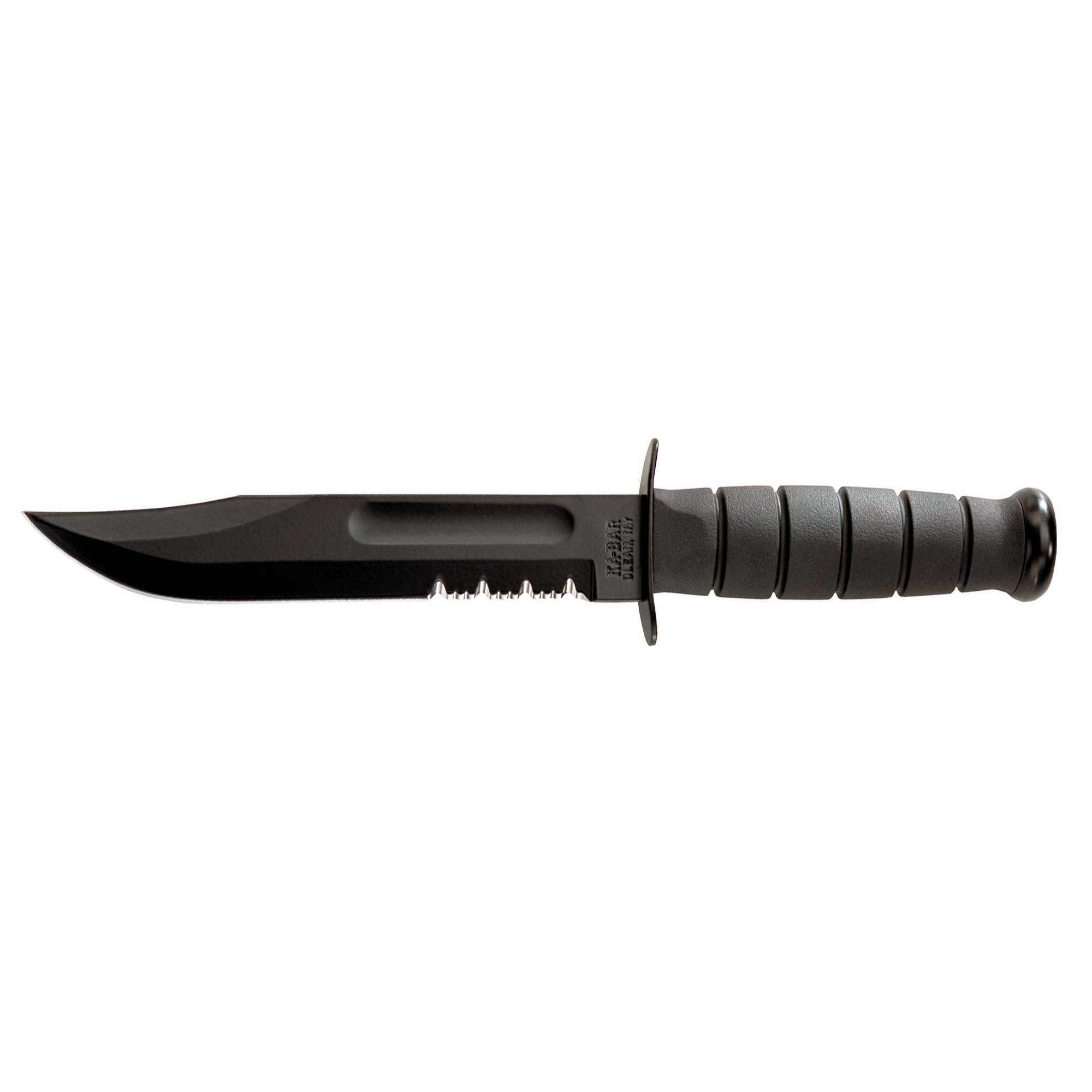 KA-BAR Utility Fighting, Fixed Blade, Serrated Edge, 7", Black Knife