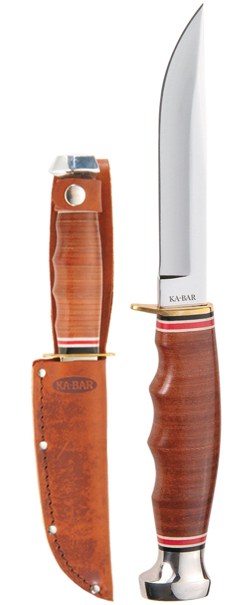 KA-BAR Hunter, Drop Point, Fixed Blade, 4", Brown Knife