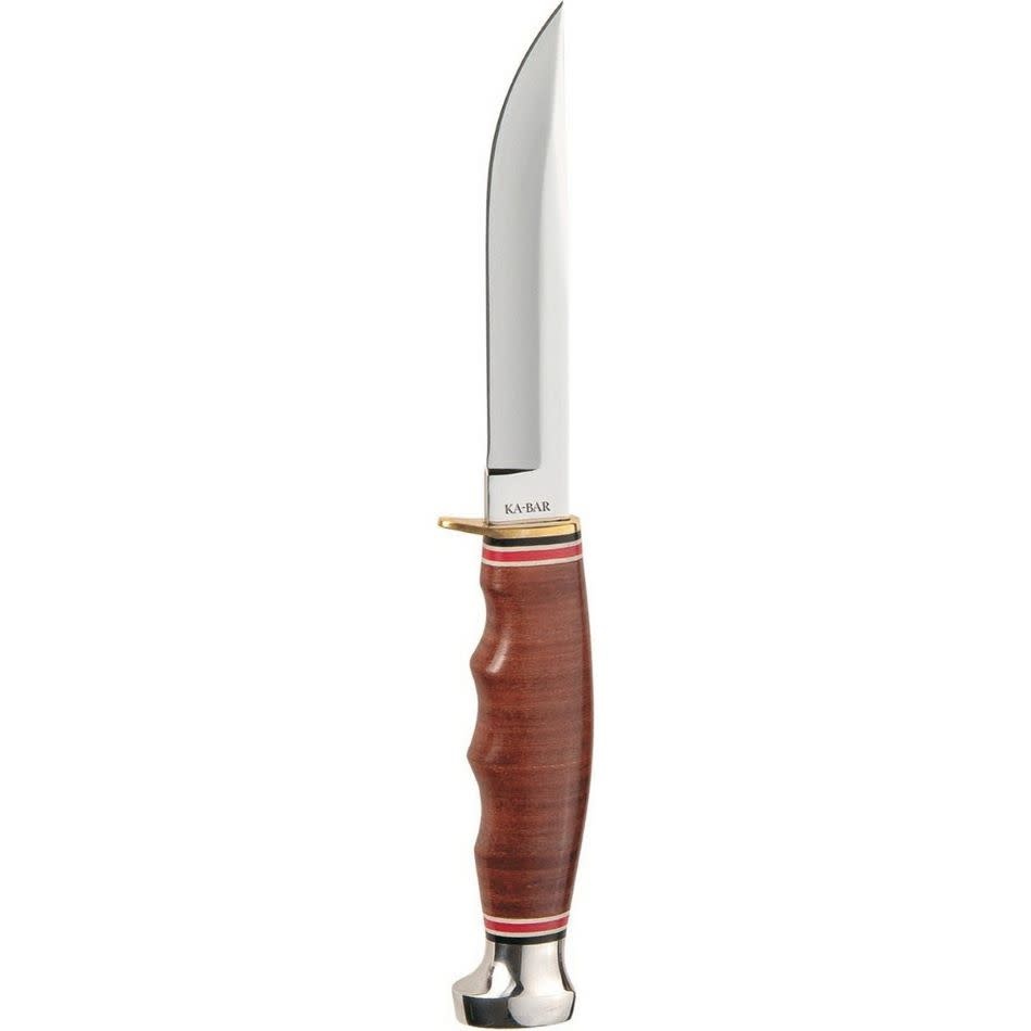 KA-BAR Hunter, Drop Point, Fixed Blade, 4", Brown Knife
