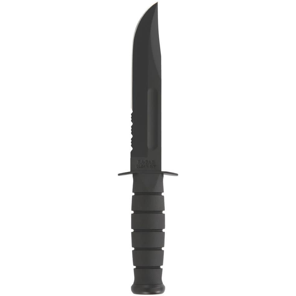 KA-BAR Utility Fighting, Fixed Blade, Serrated Edge, 7", Black Knife