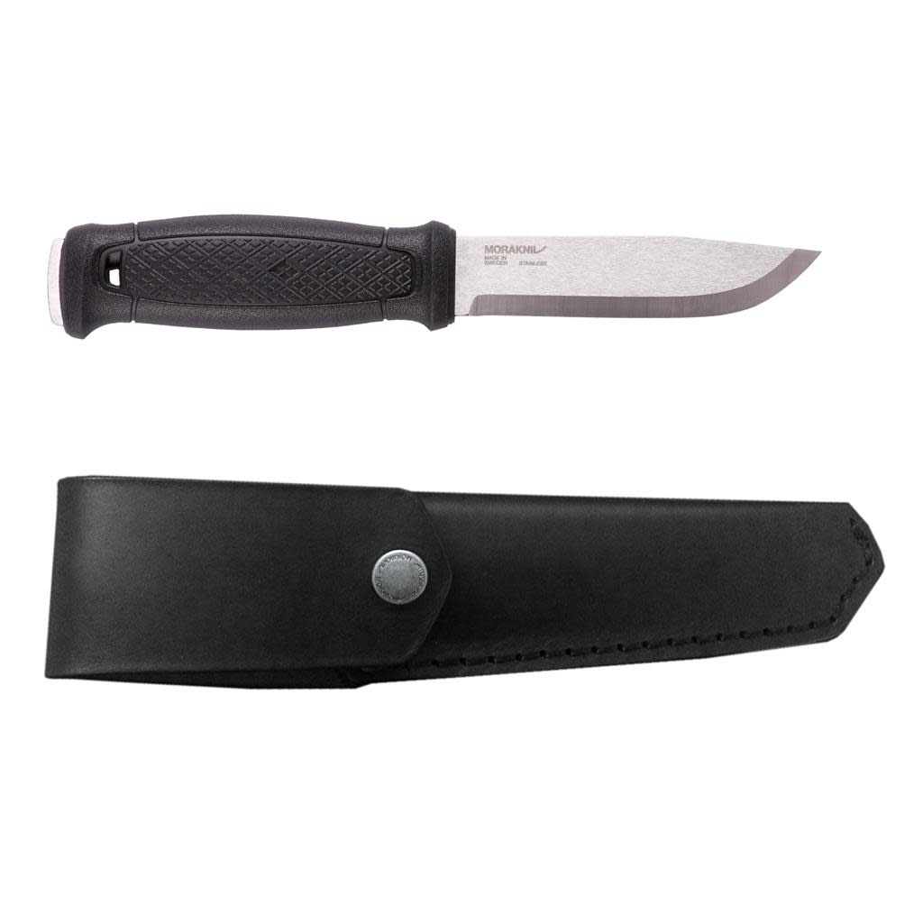 Morakniv Garberg (S) 4.3 Black Knife w/ Leather Sheath