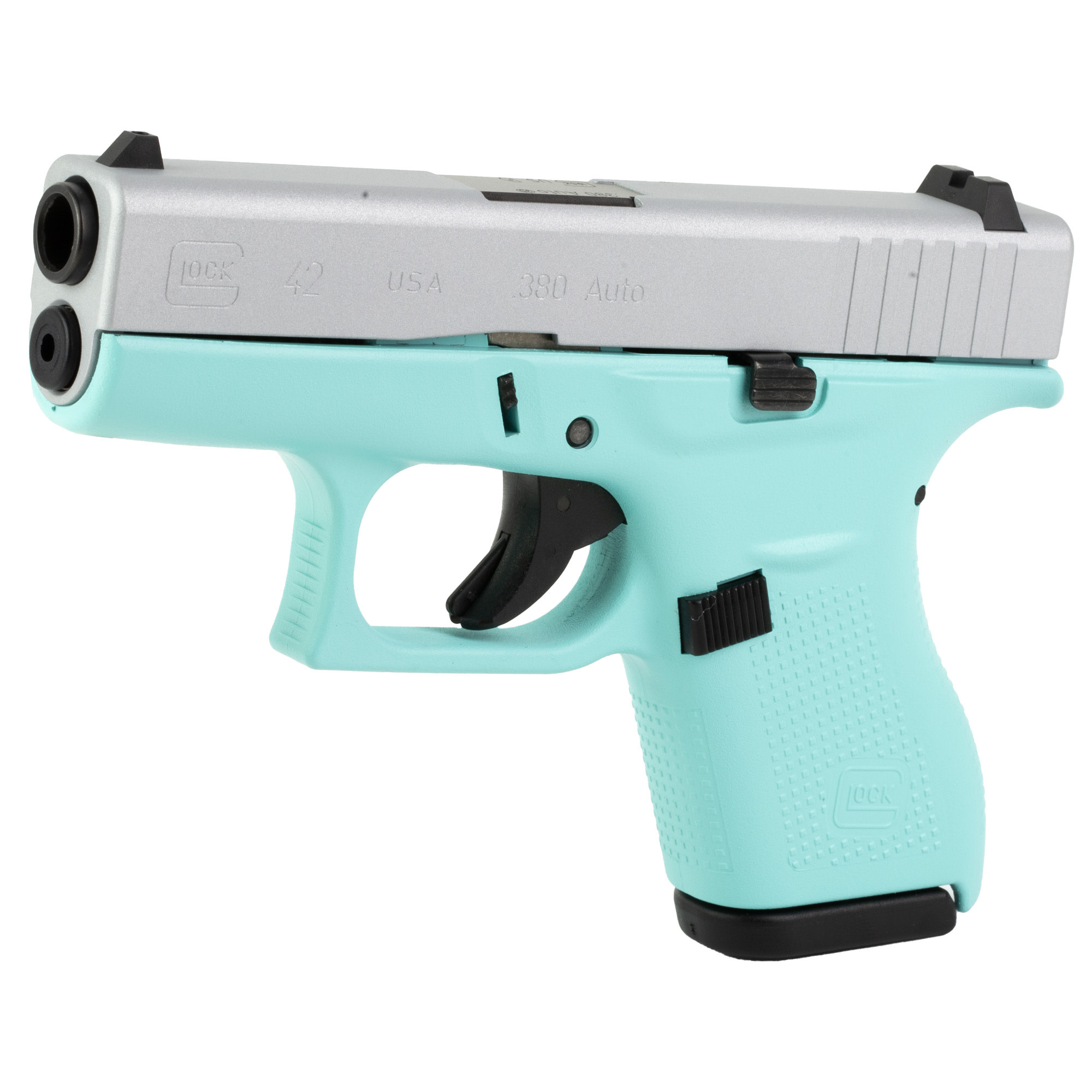 Glock G42 380 ACP 3.25" SIL/ Robin's Egg Blue (2)6RD Pistol