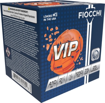 Fiocchi 410GA, 2 1/2", 1/2oz, #7.5 Shot 25RD Box