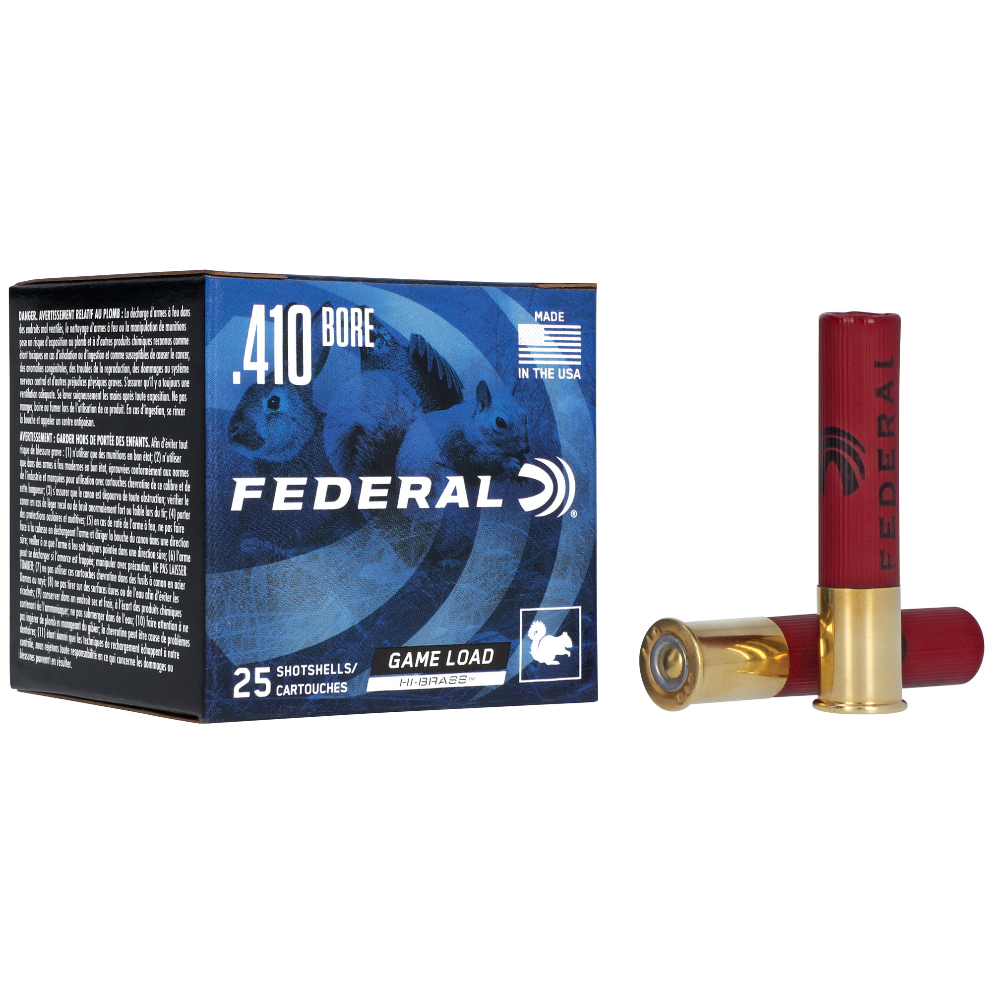 Federal 410 Ga, Game Shok, 2.5", #7.5 .5oz, Hi Brass, 25 RD Box