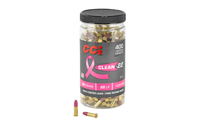 CCI Ammunition, CCI 22LR, 40Grain, Pink Soft Point, Clean-22, 400 Round Bottle