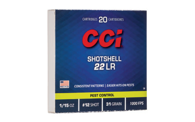 CCI Ammunition, Shotshell 22LR, 31 Grain, Shotshell #12, 20 Round Box