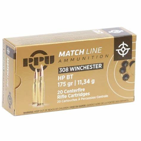 PPU MATCH RIFLE AMO 308 WIN 175GR HPBT 20RD BOX