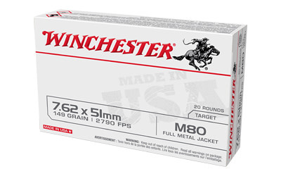 Winchester 7.62x51mm M80 149 Grain FMJ 20rd