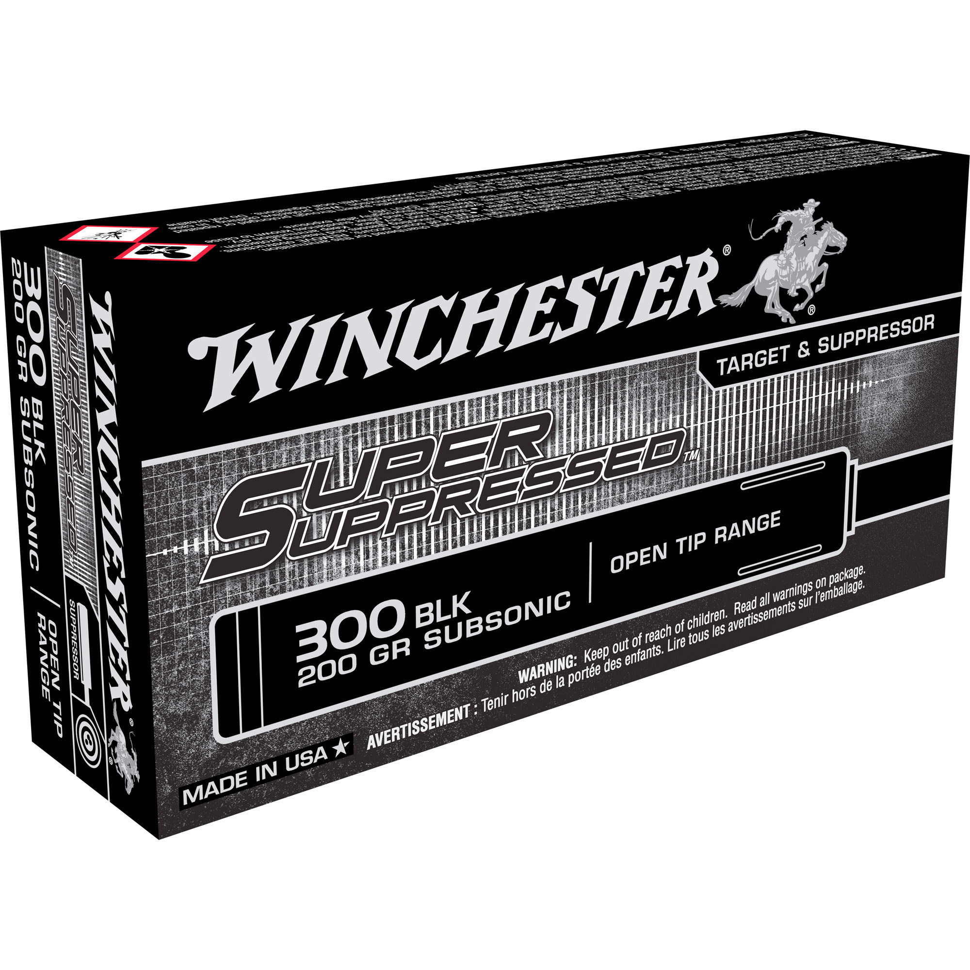 Winchester , Super Suppressed, 300 Blackout, 200 GR. Open Tip, 20 RD Box