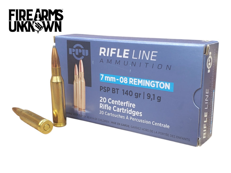 PPU STANDARD RIFLE AMMO 7MM-08 140GR FSP 20RND BOX