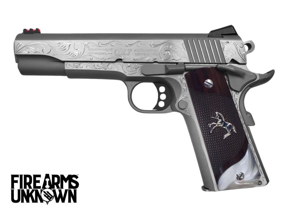 Colt, 1911, Govt. Competition, .38 Super, 5", SS/Blue 9RD Pistol (Custom Engraved)