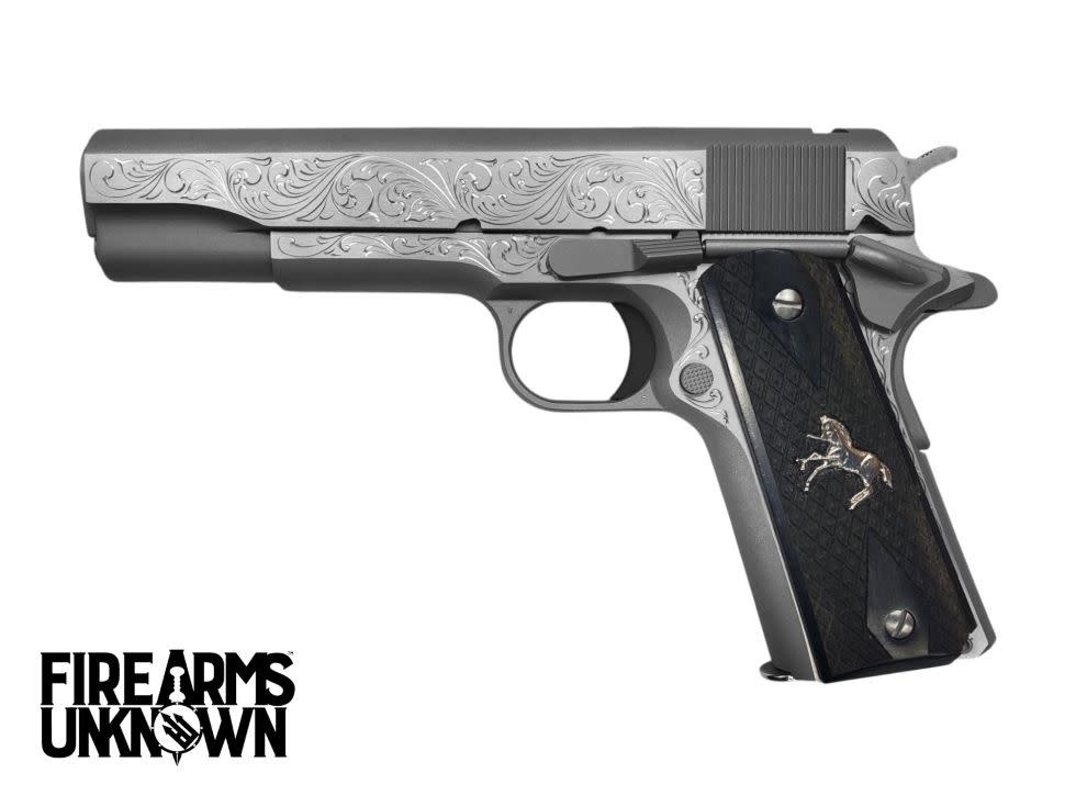 Colt, Classic, .38 Super, 1911, 5", Series 70, 9RD, Pistol (Custom Engraved/Wood Grips)